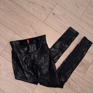 Spanx black moto leather effect Leggings